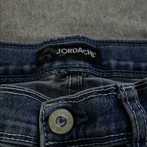 Jordache Blue Jean Shorts with White Lace Trim - Picture 2 of 3